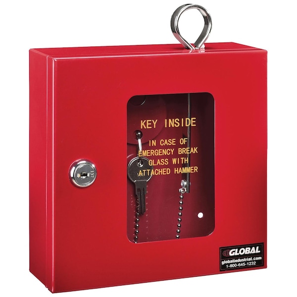 Global Industrial Emergency Key Box, Keyed Alike, Red, 6-1/4Wx2Dx6-7/8H 493372 - main